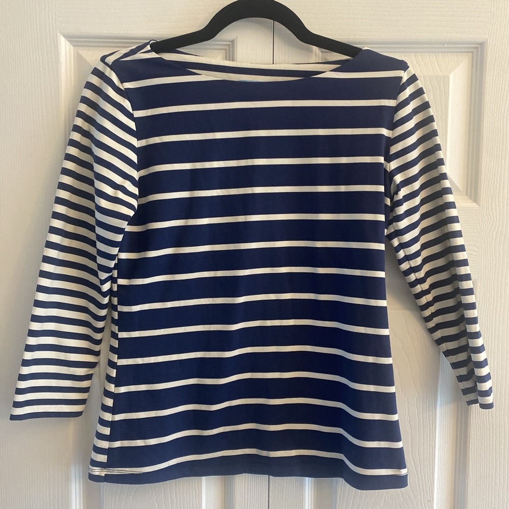 J.McLaughlin Catalina Cloth Striped Top‎ Womens XS Navy Blue Boatneck Size XS